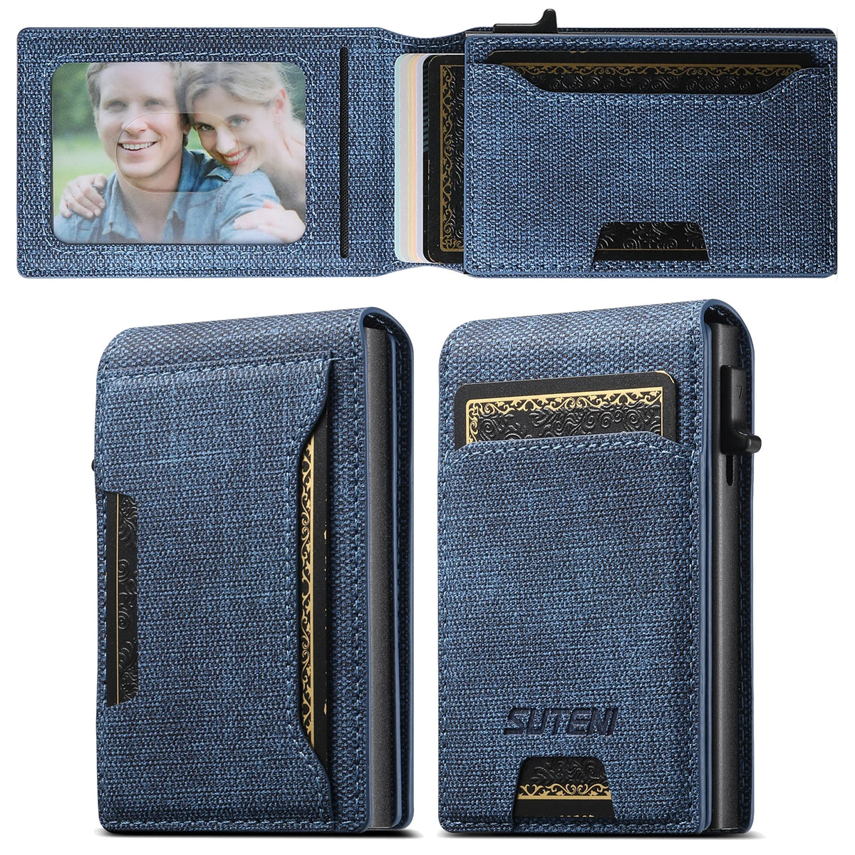 Push-Out Card Holder Wallet – Slim Faux Leather, Holds up to 12 Cards