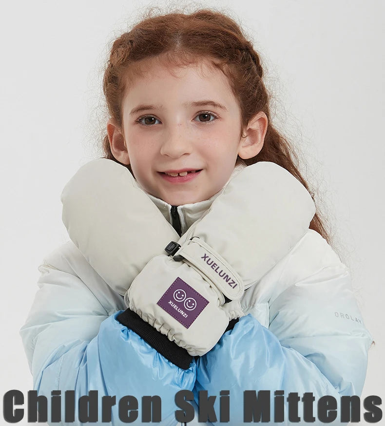 Kids' Waterproof Ski Mittens with Long Cuffs – Ages 6 to 12