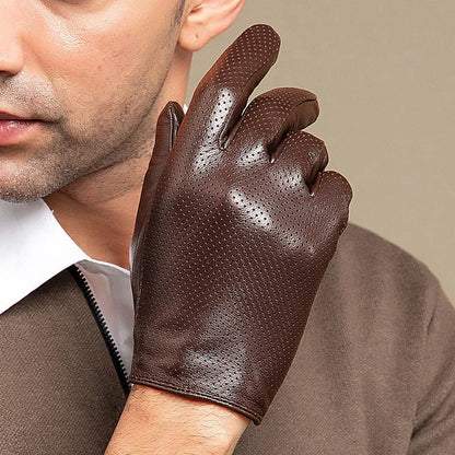 Guantes de cuero de oveja auténtico para hombre – Guantes de invierno para pantalla táctil