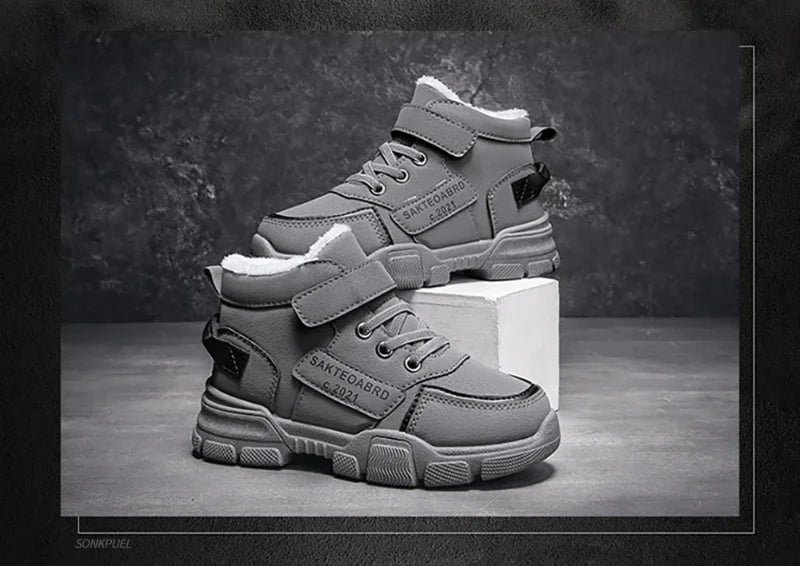 Kids' Plush-Lined Winter Boots – Platform Sole & Easy Strap