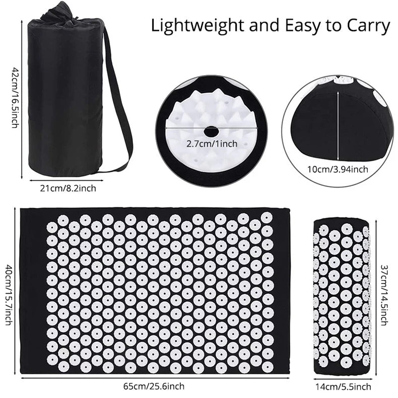 Acupressure Mat & Pillow Set – Back, Neck & Foot Massage Mat