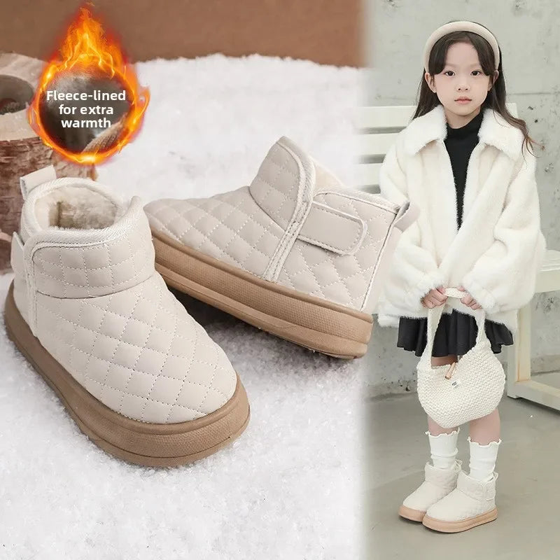 2026 Winter Plush Boots For Children Soft Warm Velvet Snow Boots For Kids Anti-slippery Waterproof Boy's Girl's Winter Boots