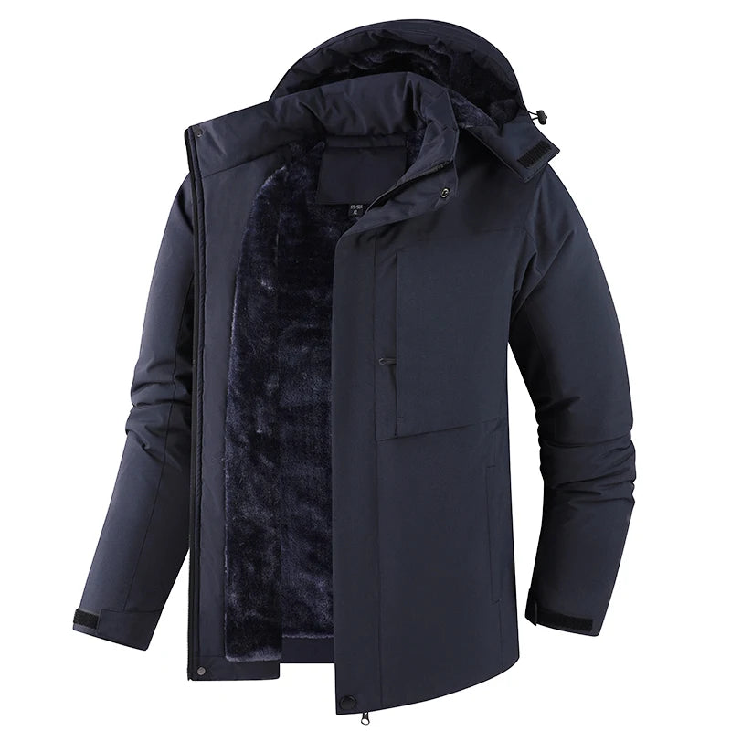 Winter Men Warm Waterproof Jackes Coat Mens Windproof Fleece Thicken Jacket Parkas Man Outdoor Casual Hooded Coat Jackets Male