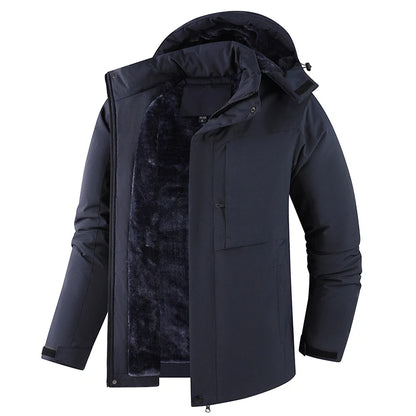 Lzlltt Herren-Winterjacke mit Kapuze und Taschen