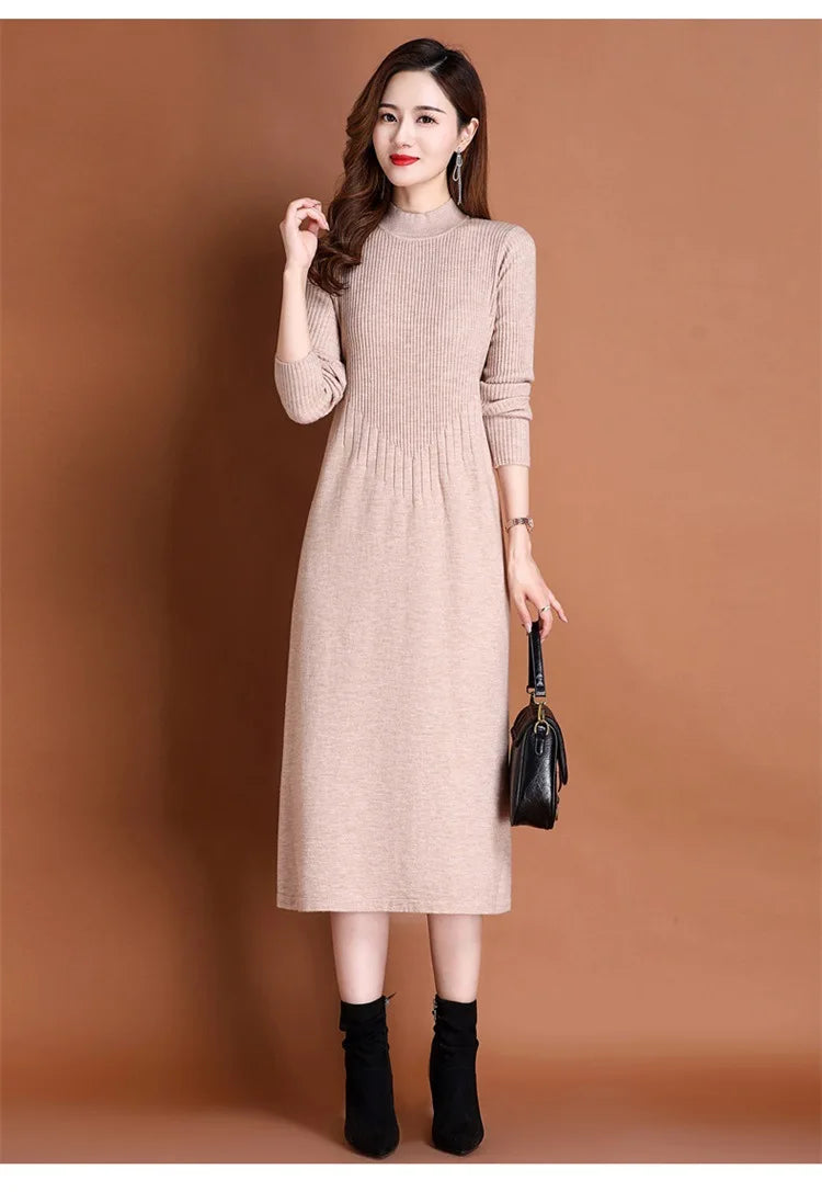 Women's Ankle-Length A-Line Dress with Appliqué