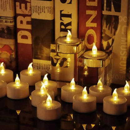 Flammenlose LED-Teelichter | 12er-Pack | 200+ Stunden Batterielaufzeit | Warmes Licht für Hochzeiten & Heimdekoration