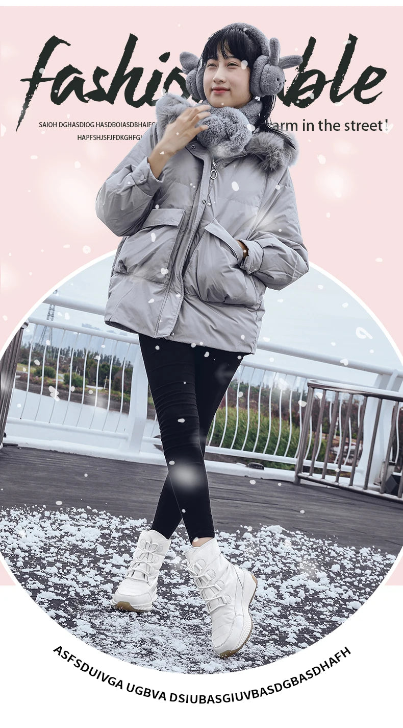 Women's Lace-Up Snow Boots – Plush-Lined Mid-Calf Winter Boots