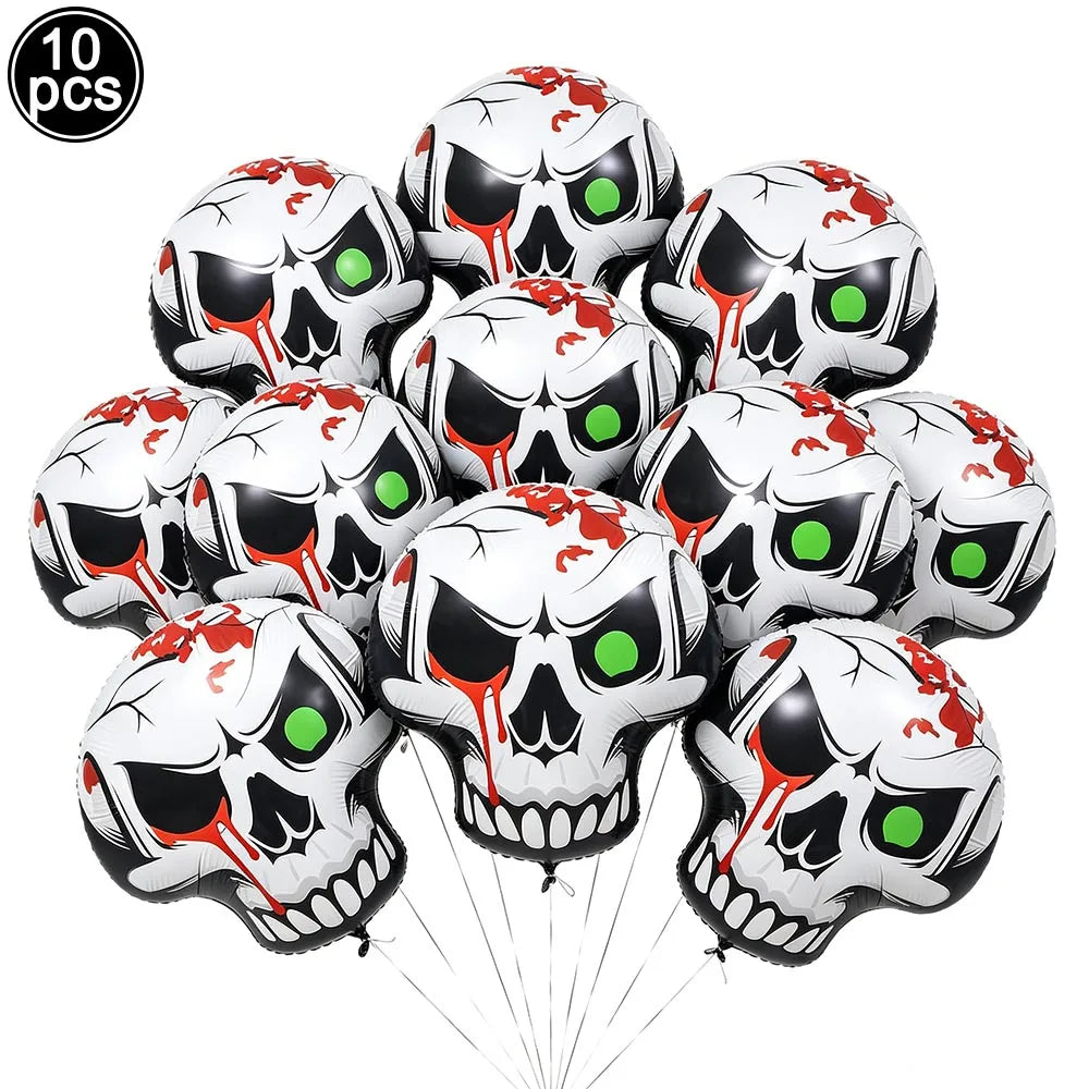 Halloween Standing Foil Balloons – Haunted House, Skull, Witch & Coffin Mylar Decorations