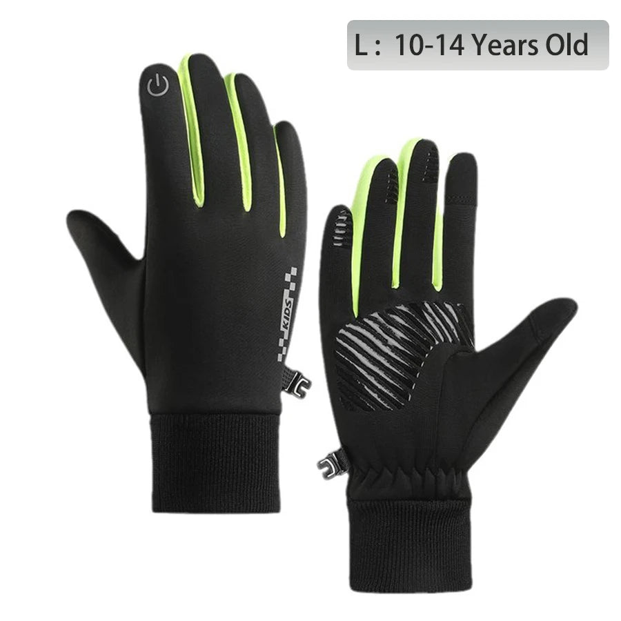 Kids' Fleece-Lined Touchscreen Winter Gloves – Non-Slip (Ages 5–14)