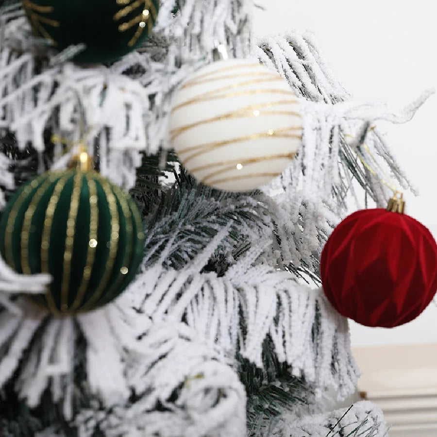 Velvet Christmas Ball Ornaments – 4 cm Vintage Baubles, Set of 6 or 12