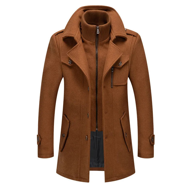 Men's Casual Business Woolen Overcoat Double-Collar Cold-Resistant Jacket Fashionable Autumn Winter 2025