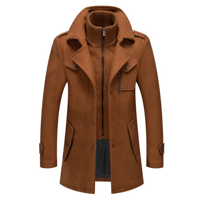 Abrigo largo de poliéster para hombre Rindu con cuello desmontable