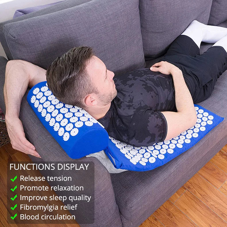Acupressure Mat & Pillow Set – Back, Neck & Foot Massage Mat