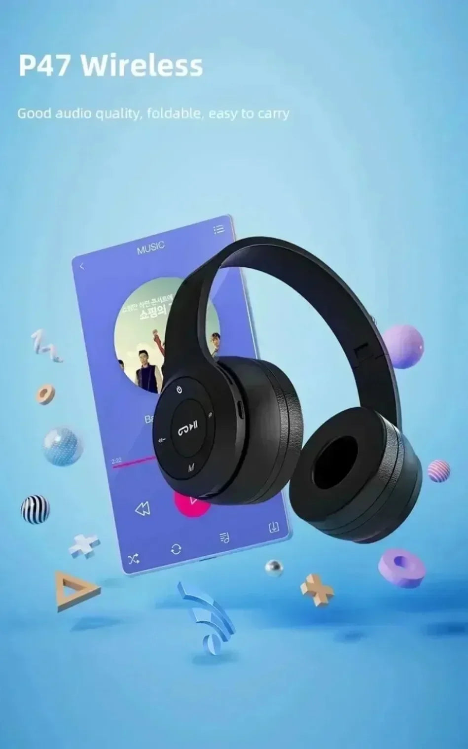 Foldable Bluetooth Headphones – Over-Ear Wireless with Mic