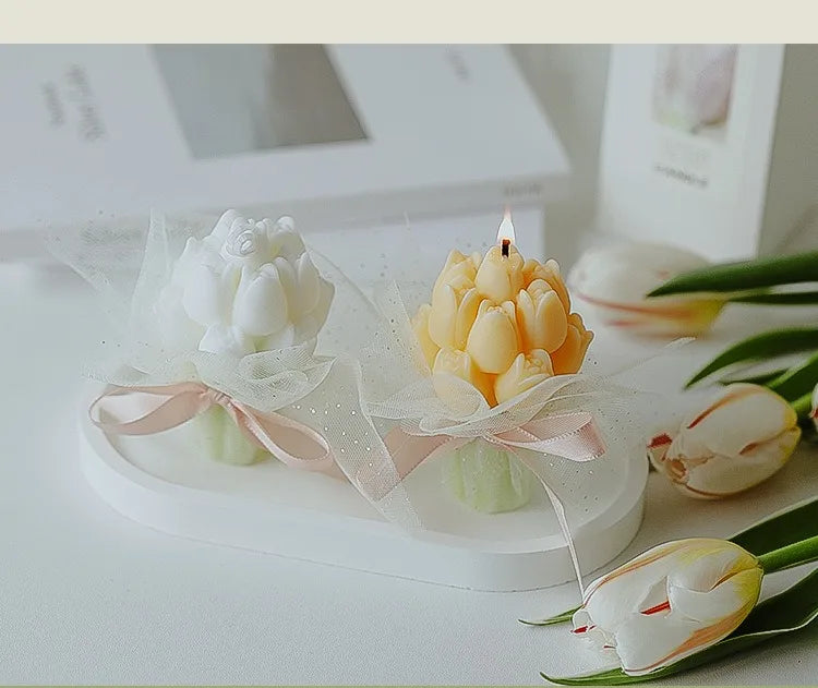 Handmade Tulip Bouquet Candle Scented Candle Aromatherapy Soy Wax Candle Wedding Birthday Candles Party Home Decoration