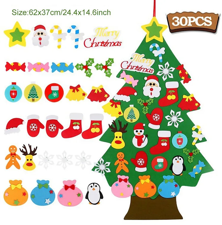 Sapin de Noël en feutrine à faire soi-même pour enfants – Sapin mural avec décorations à coller