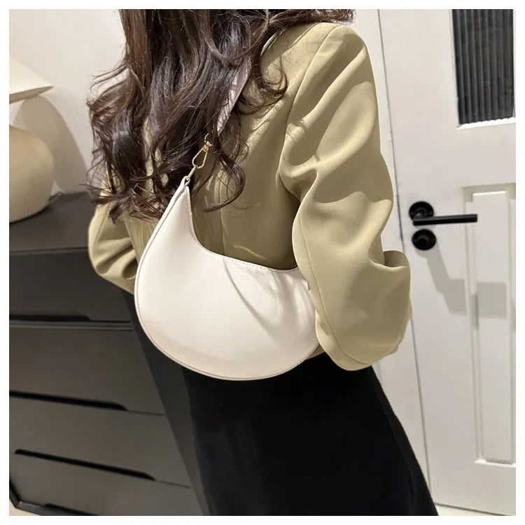 Women's Crescent Moon Shoulder Bag – Soft Vegan Leather Handbag