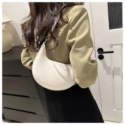 Women's Crescent Moon Shoulder Bag – Soft Vegan Leather Handbag