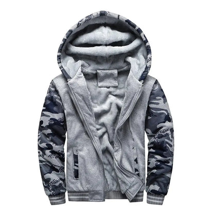 WHWR Giacca con cappuccio e zip mimetica da uomo