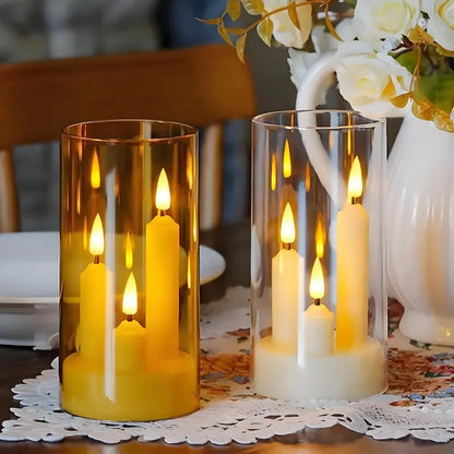 Flammenlose 3-in-1 LED-Stumpenkerzen mit 15-cm-Lampenschirm | 4 Farben | Weihnachts- & Hochzeitsdekoration
