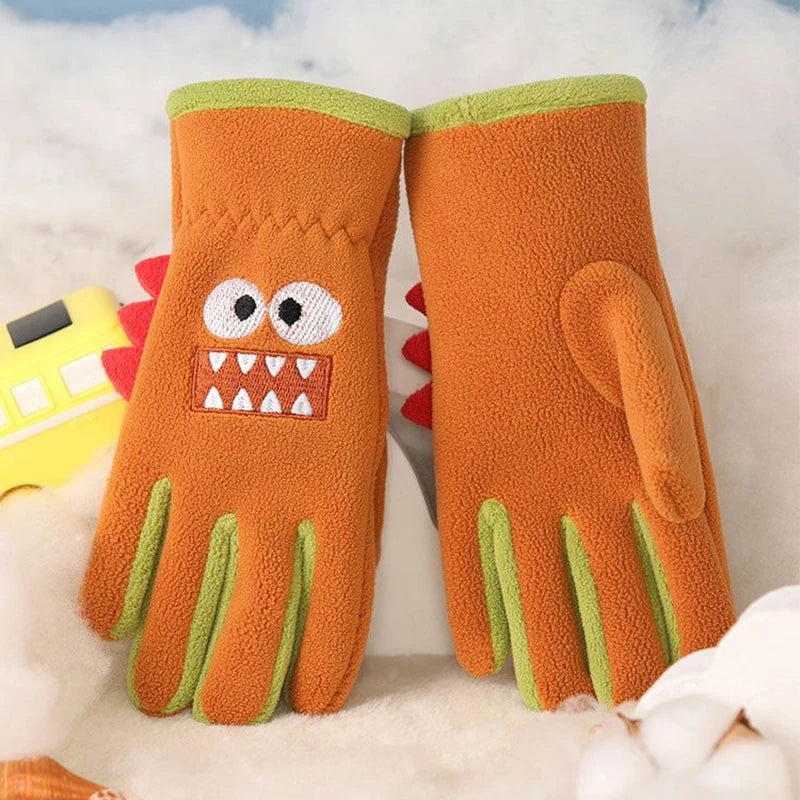 Kids' Plush Five-Finger Winter Gloves – Ages 6–12