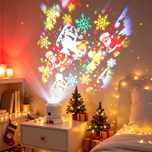 Rechargeable Christmas Projector Night Light – 22 Rotating Patterns