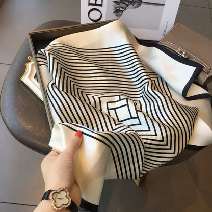 Striped Satin Square Scarf – 70 cm Neck Scarf & Headscarf