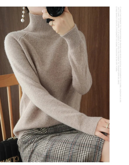 addonee Maglione da donna in maglia a collo alto parziale
