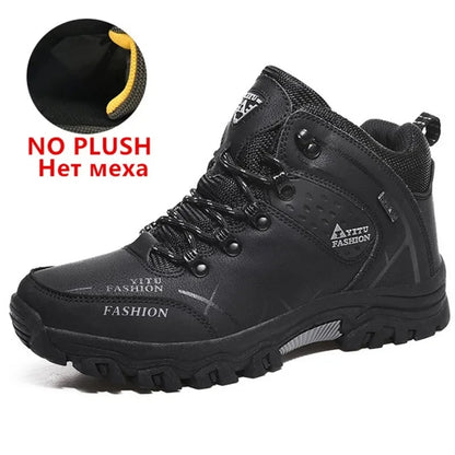 Botas de invierno y nieve impermeables de cuero dividido para hombre