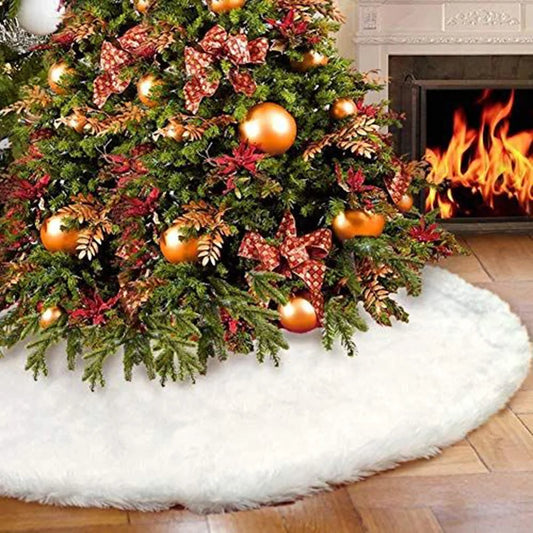 White Faux Fur Christmas Tree Skirt – Plush, 78 / 90 / 122 cm