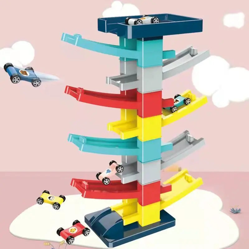 Race Track Car Ramp Toy – Gliding Rail Racing Set for Toddlers