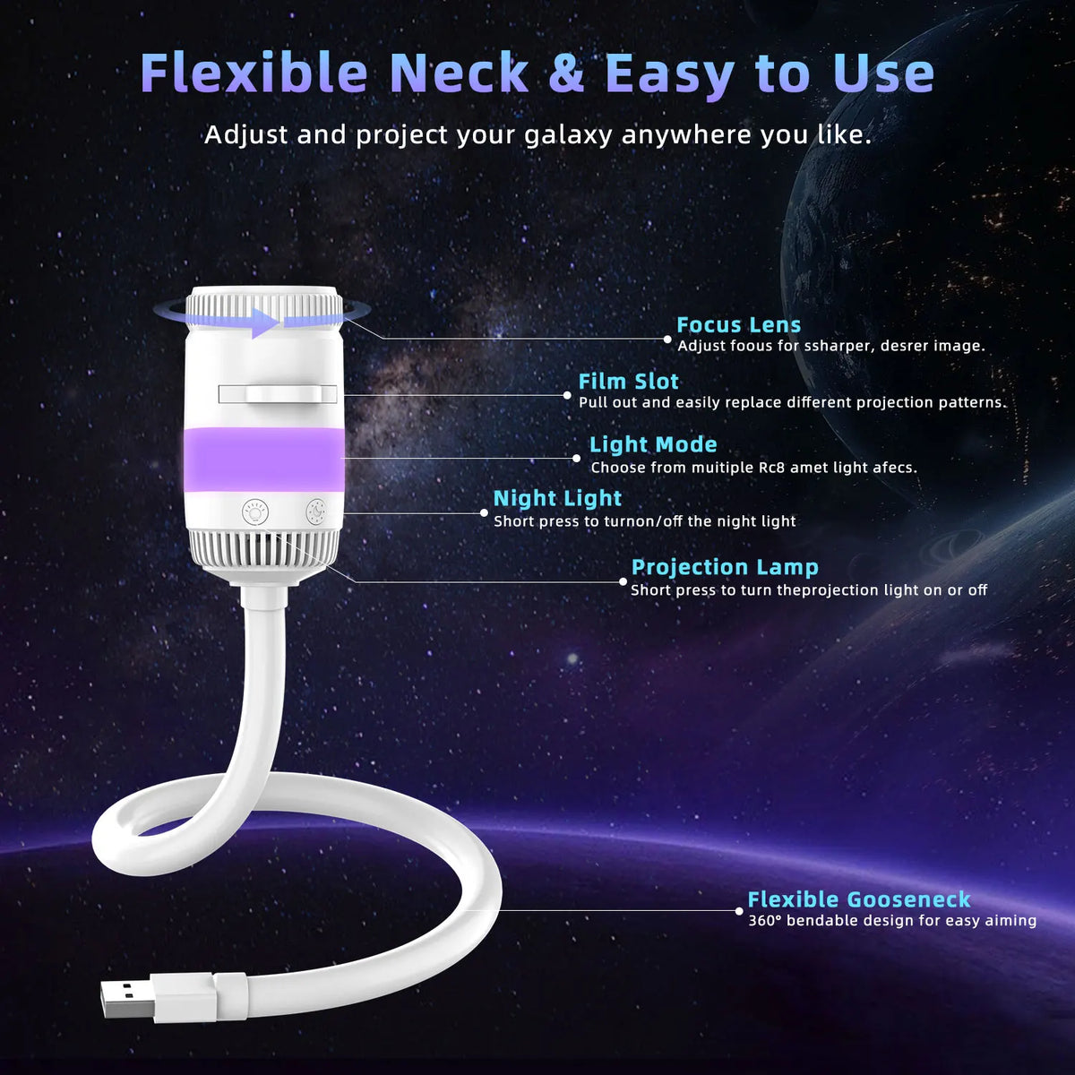 HD Planetarium Star Projector – Galaxy & Ocean Night Light with Film Discs