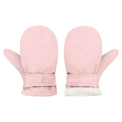 Muffole da neve per bambini foderate in pile con clip antilesione – Colori tinta unita