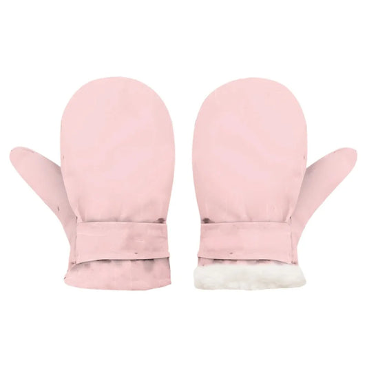 Kids' Fleece-Lined Snow Mittens with Anti-Lost Clip – Solid Colours