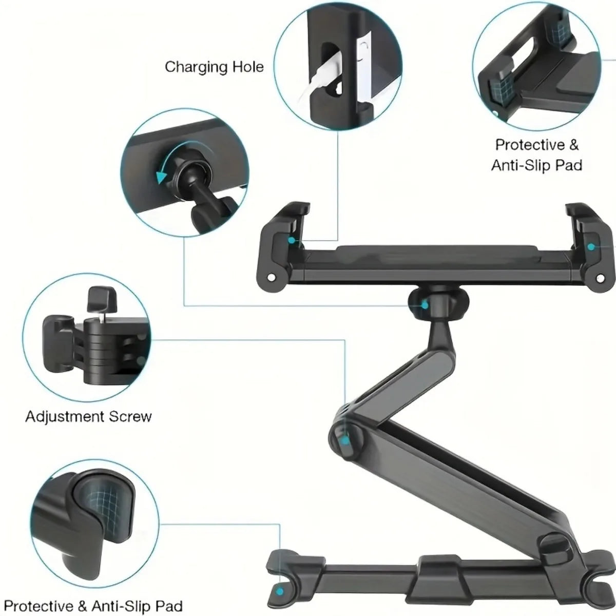 Adjustable Car Headrest Tablet & Phone Holder