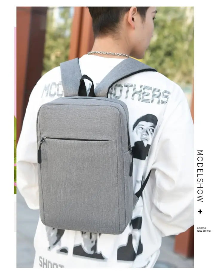 Minimalist Commuter Laptop Backpack - Solid Colour Large Capacity Business Bag