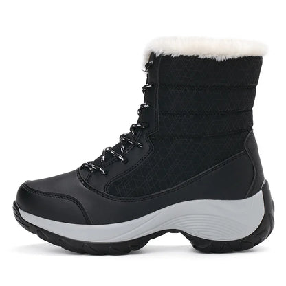 Botines de cuña con plataforma y forro de felpa para mujer AZGB