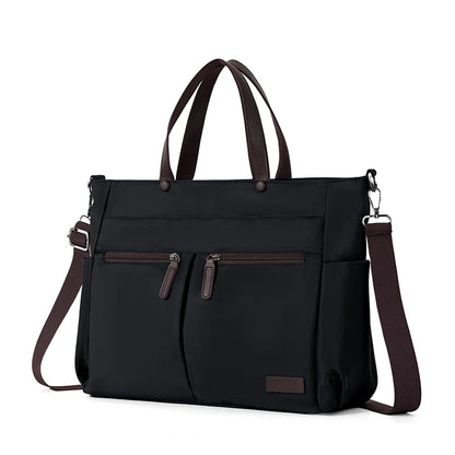 Borsa a spalla da donna in nylon per laptop - Valigetta leggera da pendolare con doppia tasca