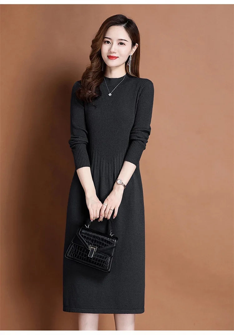 Women's Ankle-Length A-Line Dress with Appliqué