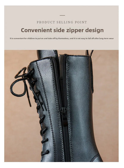 Girls' Lace-Up Square-Heel Ankle Boots