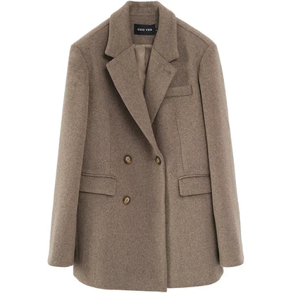 CHIC VEN Damen-Langmantel aus Wollmischung mit einem Knopf
