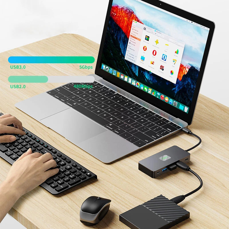 HUB USB C 3.0 Type C Splitter Multi 4K HDMI Monitor RJ45 Ethernet PD Power Adapter Docking Station  Laptop Splitter For Macbook