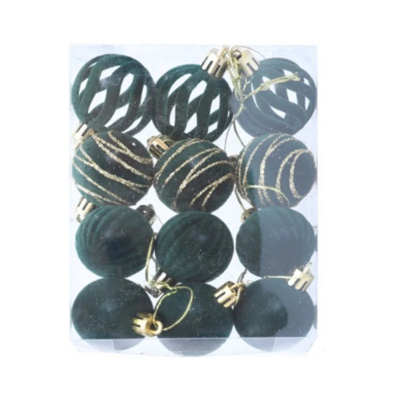 Velvet Christmas Ball Ornaments – 4 cm Vintage Baubles, Set of 6 or 12