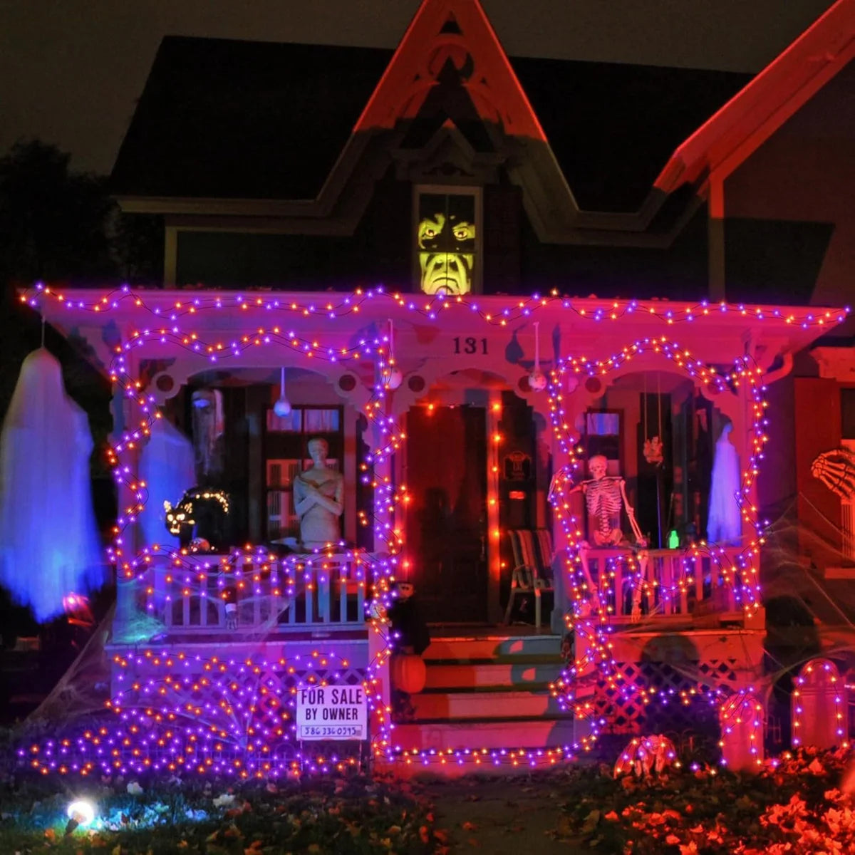 Purple & Orange Halloween LED String Lights – Battery Powered, 5 m to 20 m