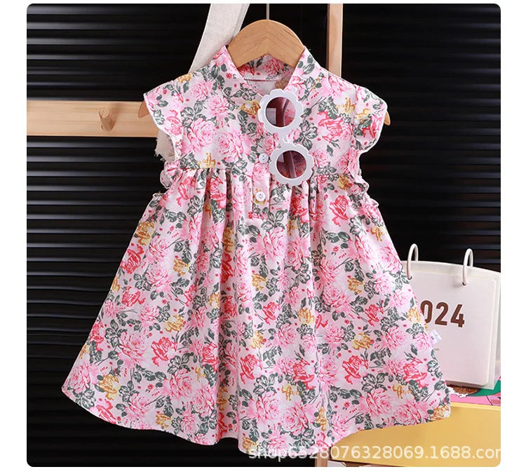 Girls' Breathable A-Line Beach Dress - Soft Summer Holiday Dress, Sizes 80-140cm