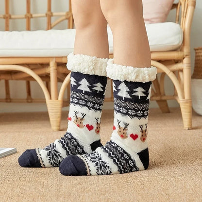 Weihnachten Plüschsocken Damen Winter Thermosocken Warme Bodensocken Weiche weibliche Haussocken Indoor Geschenke Rutschfeste Griffsocken Flauschig