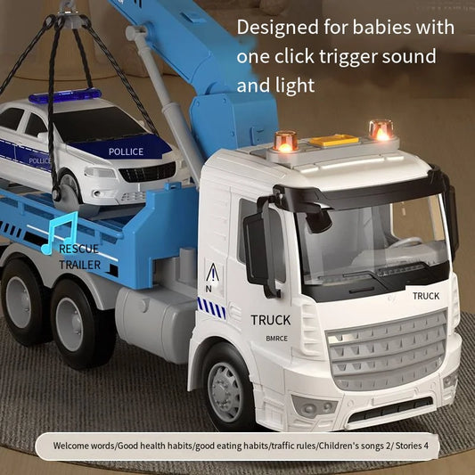 Inertia Rescue Crane Trailer Toy with Lights & Sounds
