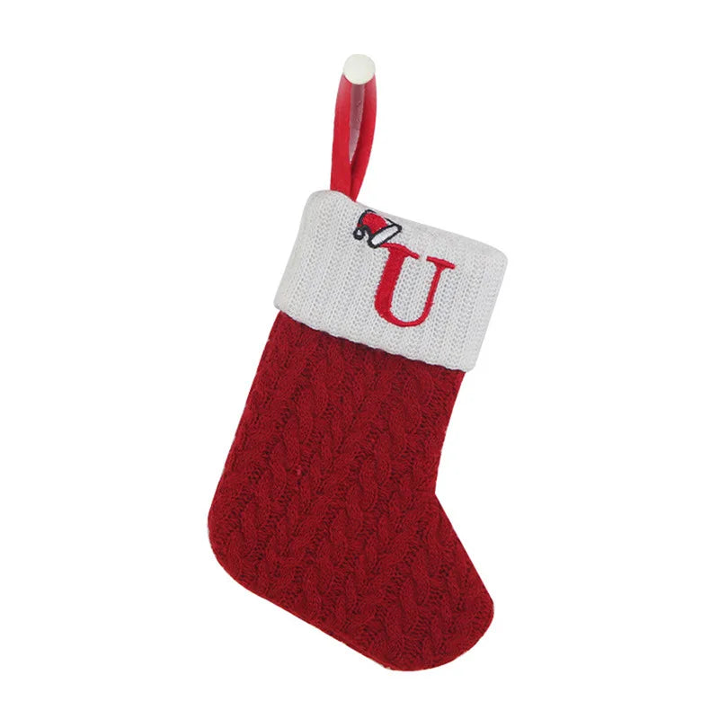 Knitted Initial Christmas Stocking – Letter A–Z Personalized