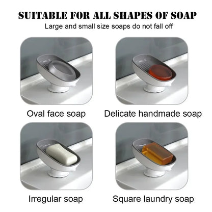 Soap dish with various types of soap demonstrating its suitability.