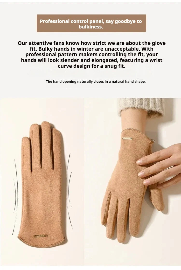Women's Windproof Suede-Feel Touchscreen Gloves